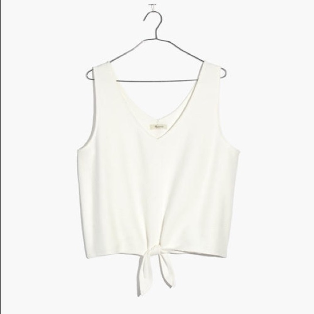 Madewell White Tie-Front Tank Top
